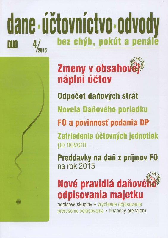 Kniha: DUO 4/2015: Dane, účtovníctvo, odvodyautor neuvedený