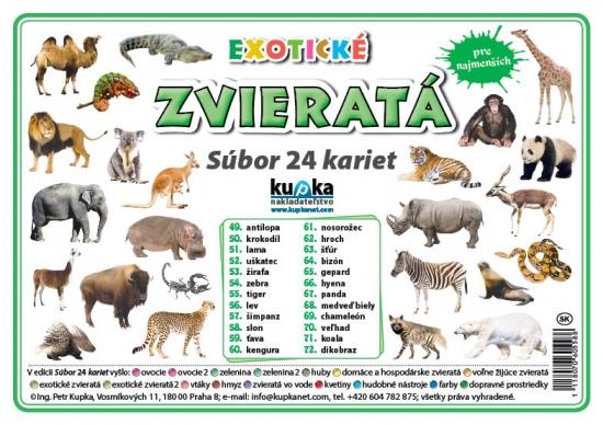 Kniha: Súbor 24 kariet - zvieratá (exotické) - Kupka Petr