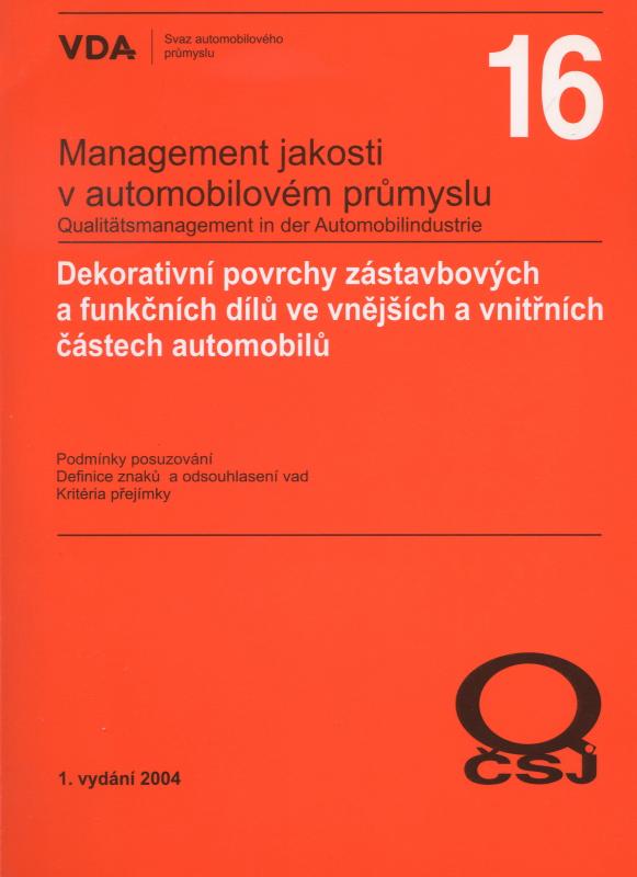 Kniha: Management jakosti v automobilovém průmyslu VDA 16autor neuvedený