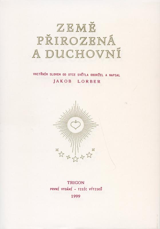 Kniha: Země přirozená a duchovní - Jakob Lorber