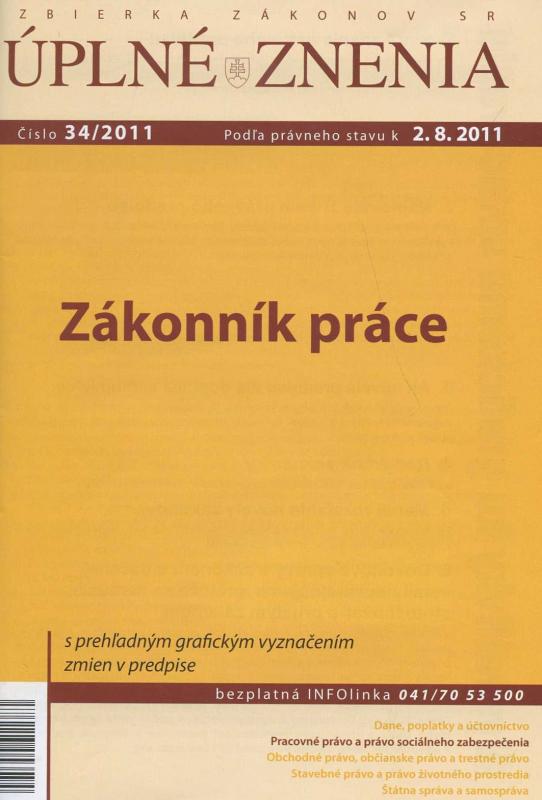 Kniha: UZZ 34/2011 Zákonník práceautor neuvedený