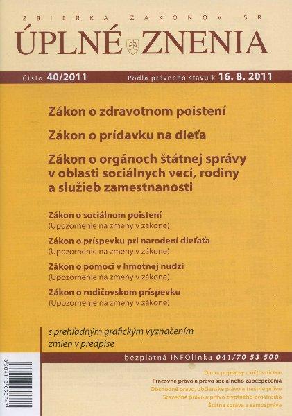 Kniha: UZZ 40/2011 Zákon o zdravotnom poisteníautor neuvedený