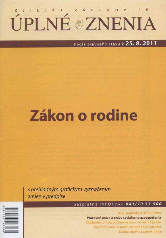 Kniha: UZZ 2011 Zákon o rodineautor neuvedený