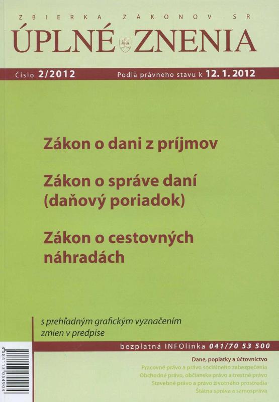 Kniha: UZZ 2/2012 Zákon o dani z príjmovautor neuvedený