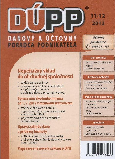 Kniha: DUPP 11-12/2012 Nepeňažný vklad do obchodnej spoločnostiautor neuvedený