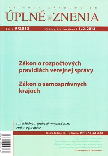 Kniha: UZZ 9/2013 Zákon o rozpočtových pravidlách verejnej správyautor neuvedený