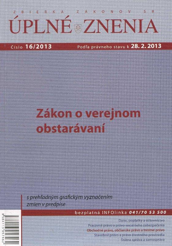 Kniha: UZZ 16/2013 Zákon o verejnom obstarávaníautor neuvedený