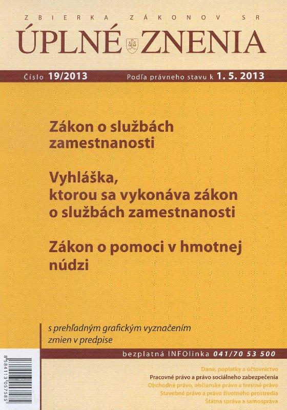 Kniha: UZZ 19/2013 Zákon o službách zamestnanostiautor neuvedený
