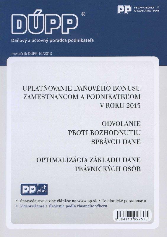 Kniha: DUPP 10/2013 Uplatňovanie daňového bonusu zamestnancom a podnikateľom v roku 2013autor neuvedený