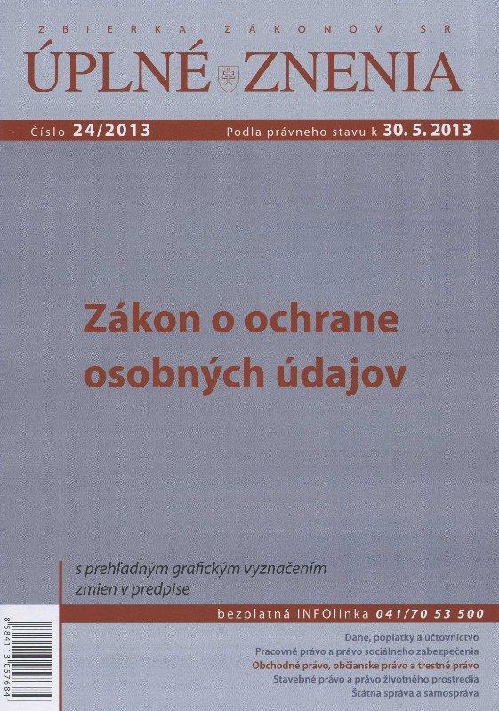 Kniha: UZZ 24/2013 Zákon o ochrane osobných údajovautor neuvedený