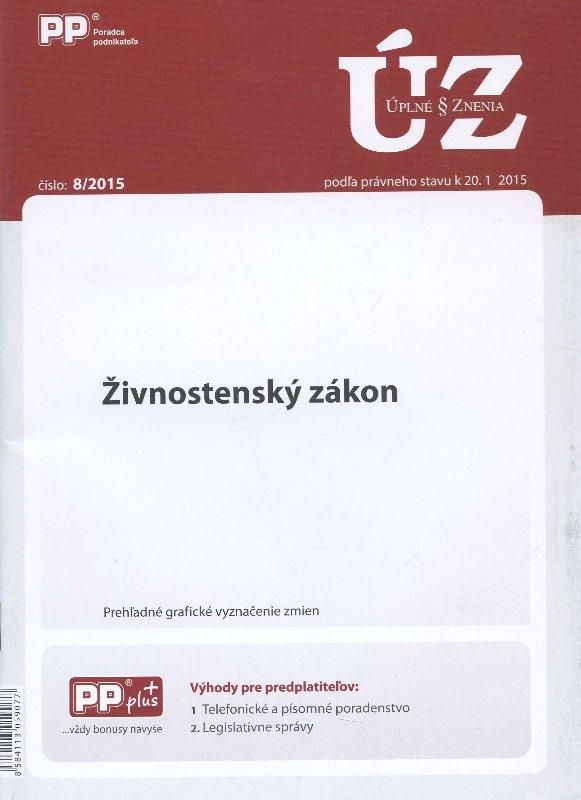 Kniha: UZZ 8/2015 Živnostenský zákonautor neuvedený