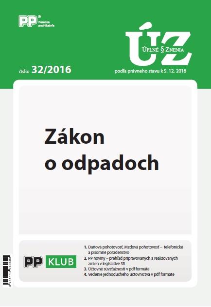 Kniha: UZZ 32/2016 Zákon o odpadochautor neuvedený