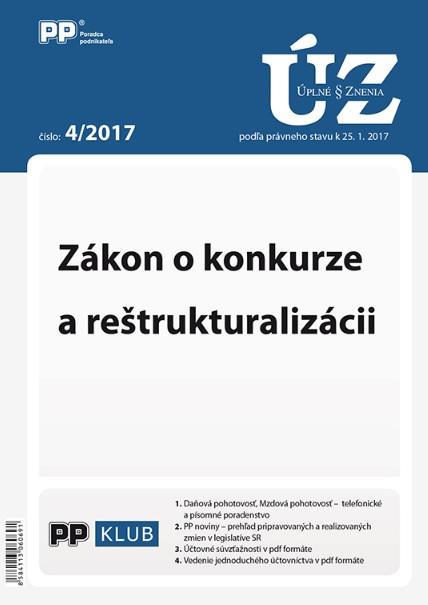 Kniha: UZZ 4/2017 Zákon o konkurze a reštrukturalizáciiautor neuvedený