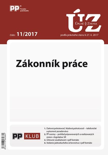 Kniha: UZZ 11/2017 Zákonník práceautor neuvedený