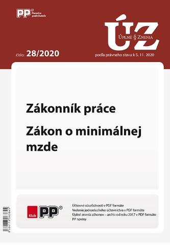Kniha: UZZ 28/2020 Zákonník práce, Zákon o minimálnej mzdeautor neuvedený