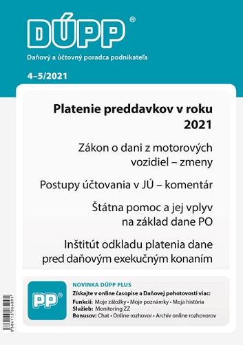 Kniha: DUPP 4-5/2021 Platenie preddavkov v roku 2021autor neuvedený