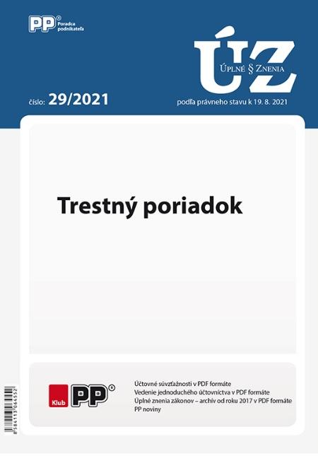 Kniha: UZZ 29/2021 Trestný poriadokautor neuvedený