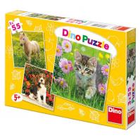 Zvířátka na zahradě - Puzzle 3x55 dílků