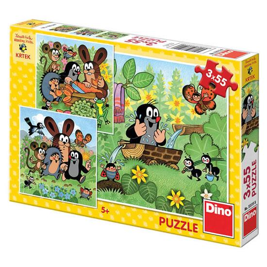 Kniha: Krtek a zvířátka - Puzzle 3x55 - Miler Zdeněk