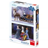 Frozen - Vánoce: puzzle 2x77 dílků