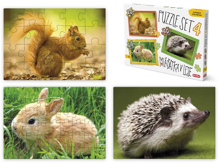 Kniha: Puzzle SET 4 - Mláďátka v leseautor neuvedený