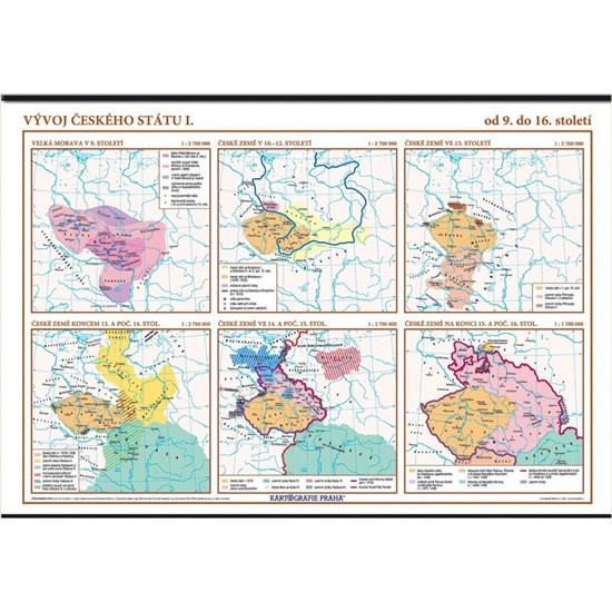 Kniha: Vývoj českého státu I. (od 9. do 16. století) – školní nástěnná mapa/136 x 96 cmautor neuvedený