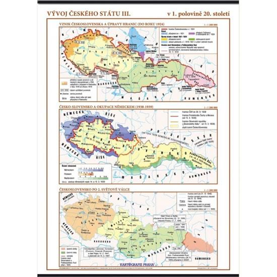 Kniha: Vývoj českého státu III. (v 1. polovině 20. stol.) – školní nástěnná mapa/96 x 136 cmautor neuvedený
