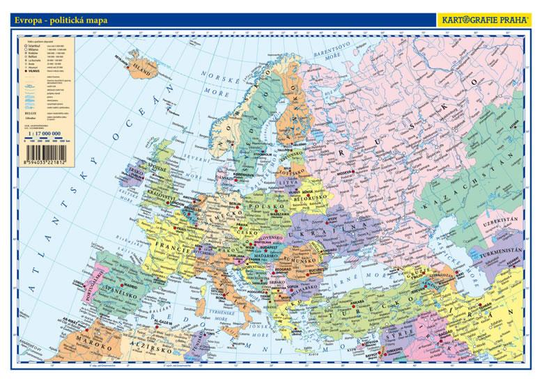 Kniha: EVROPA FYZICKÁ MAPA-POLITICKÁ MAPA 1:17 000 000autor neuvedený