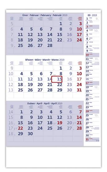 Kniha: Kalendář nástěnný 2019 - Tříměsíční modrý s poznámkamiautor neuvedený