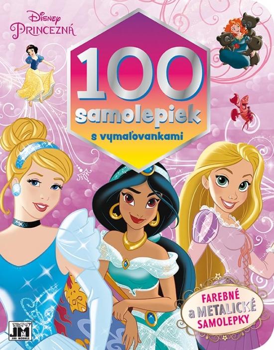 Kniha: 100 samolepiek s vymaľovankami/ Princezné - Disney