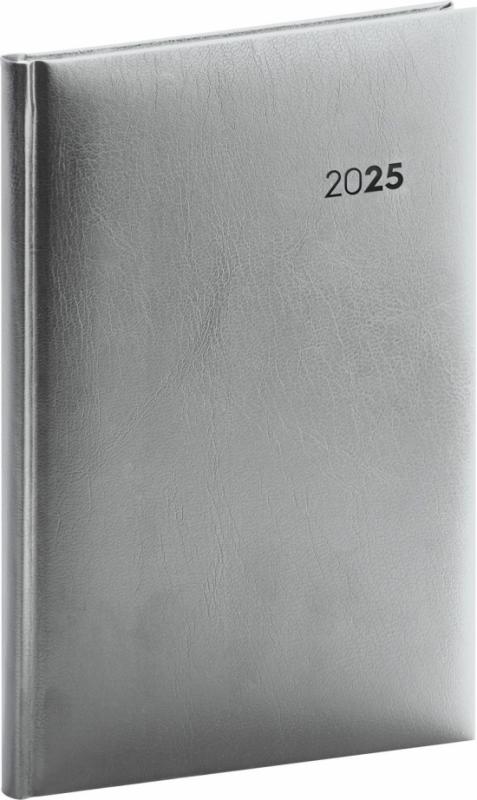 Kniha: Týždenný diár Balacron 2025, strieborný, 15 × 21 cmautor neuvedený
