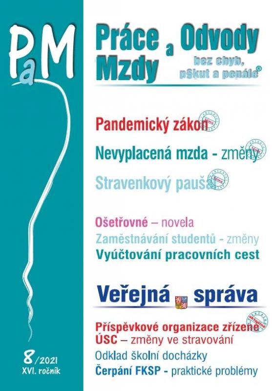 Kniha: PaM 8/2021 Pandemický zákon, Náhrada za - Jouza  JUDr. Ladislav