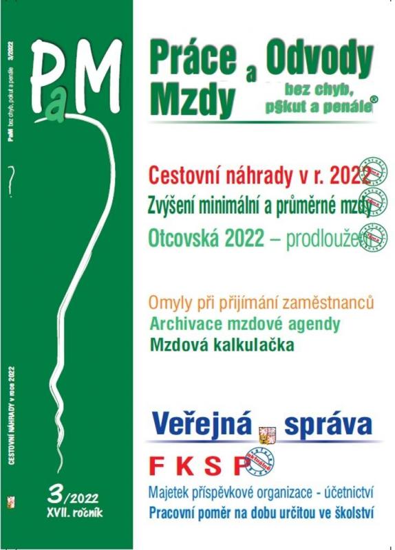 Kniha: PaM 3/2022 Cestovní náhrady v roce 2022 - Jouza  JUDr. Ladislav