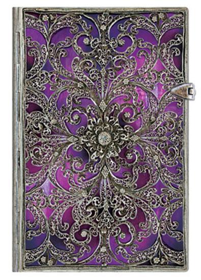 Kniha: Zápisník - Silver Filigree Aubergine Mini Linedautor neuvedený
