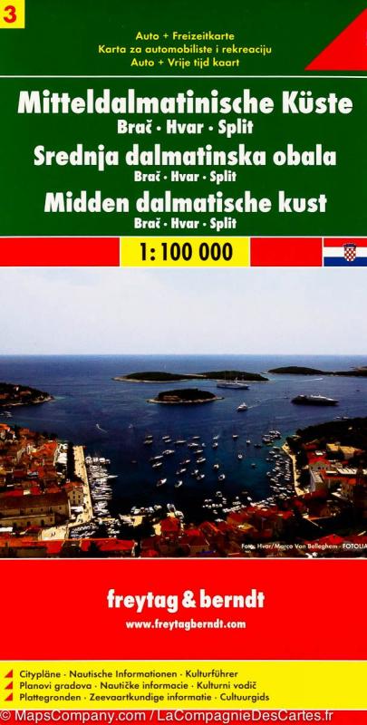 Kniha: Střední Dalmácie Brač Hvar Split 1: 100 000autor neuvedený