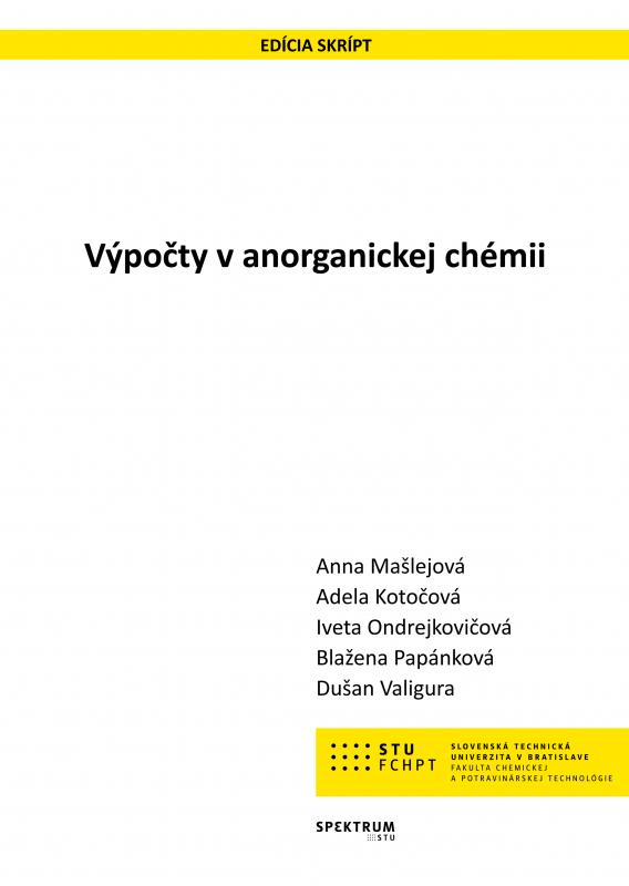 Kniha: Výpočty v anorganickej chémii - Anna Mašlejová