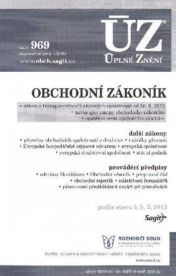 Kniha: ÚZ č.969 Obchodní zákoník a související předpisy 2013autor neuvedený