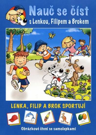 Kniha: Lenka, Filip a Brok sportují - Obrázkové čtení se samolepkami - Major Lenia