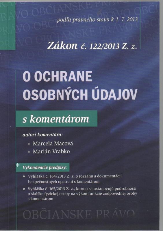 Kniha: O ochrane osobných údajov s komentárom - Marcela Macová