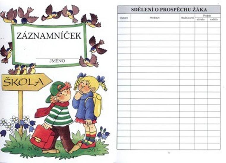 Kniha: Záznamníček pro 1.,2., a 3. třídu /32str.,A5, na klasifikaci/autor neuvedený